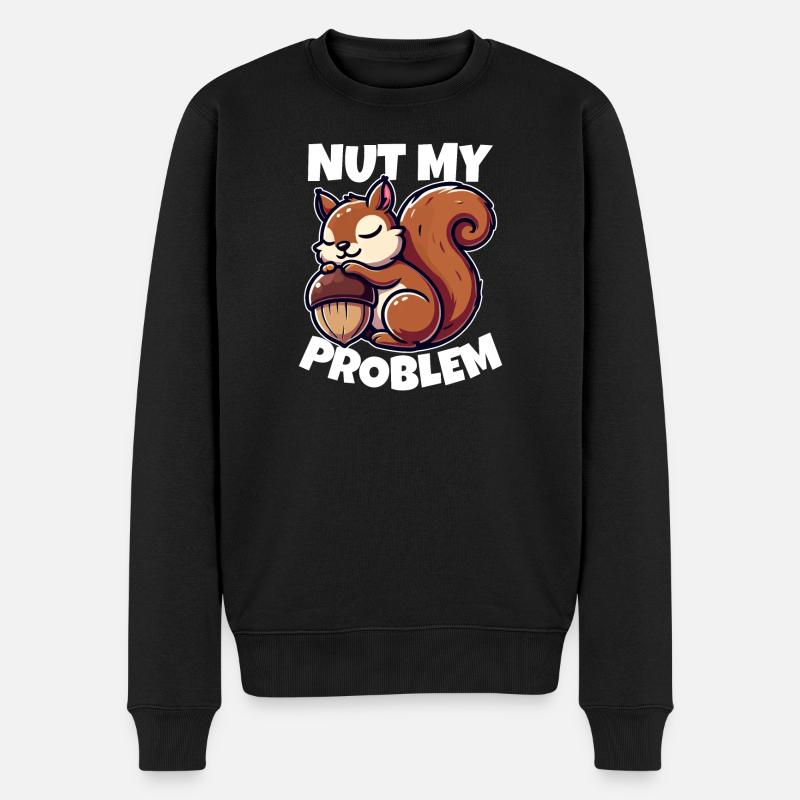 Nut My Problem - Witziges Eichhörnchen-Design - Männer Premium Bio Pullover - Schwarz