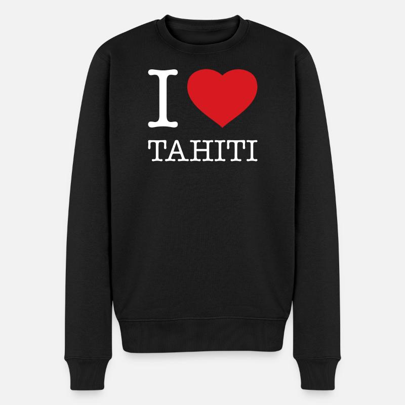 I LOVE TAHITI - Männer Premium Bio Pullover - Schwarz