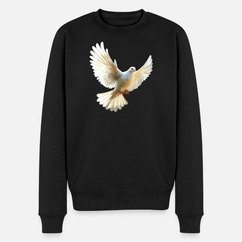 Taube Weiß Frieden Peace Ringeltaube Weiße Tauben - Männer Premium Bio Pullover - Schwarz
