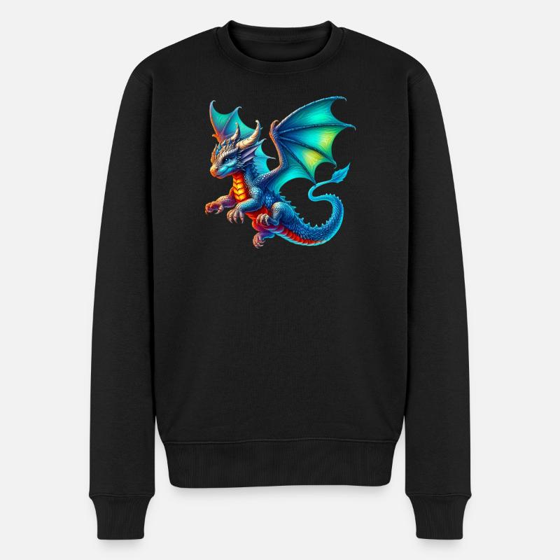 Drache - Männer Premium Bio Pullover - Schwarz