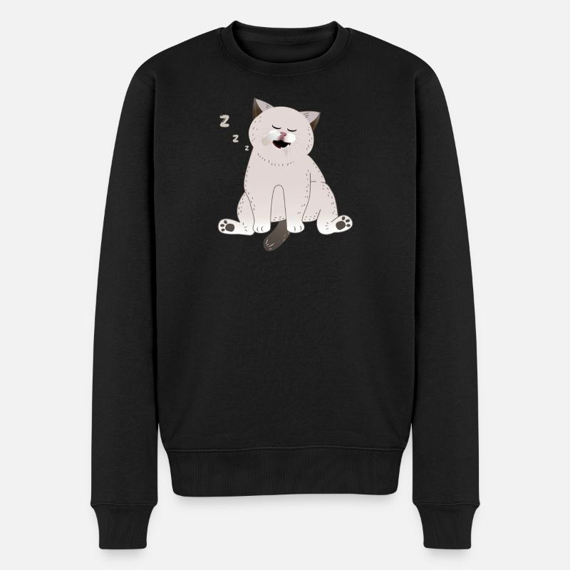 chat endormi - Pull Premium bio Homme - noir
