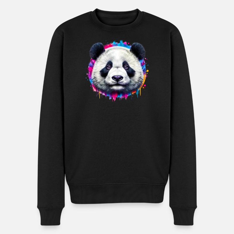 Panda - Männer Premium Bio Pullover - Schwarz