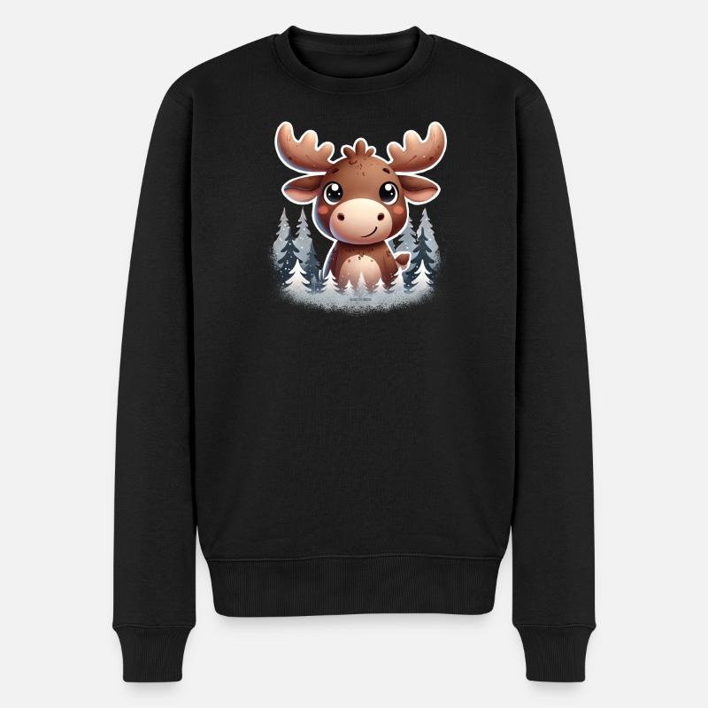 🫎 Süßer Elch 🫎 - Männer Premium Bio Pullover - Schwarz