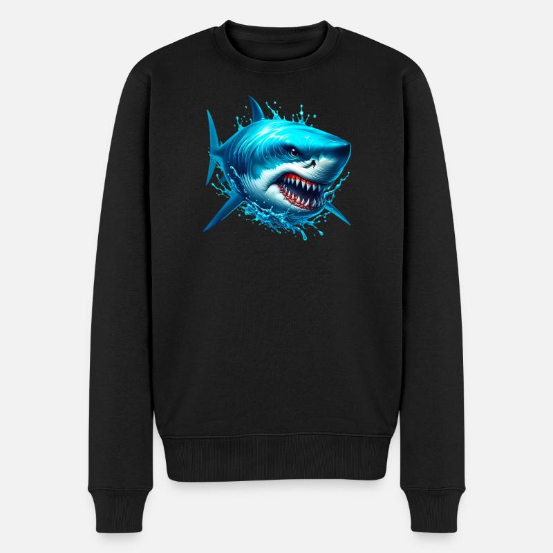 Hai - Männer Premium Bio Pullover - Schwarz