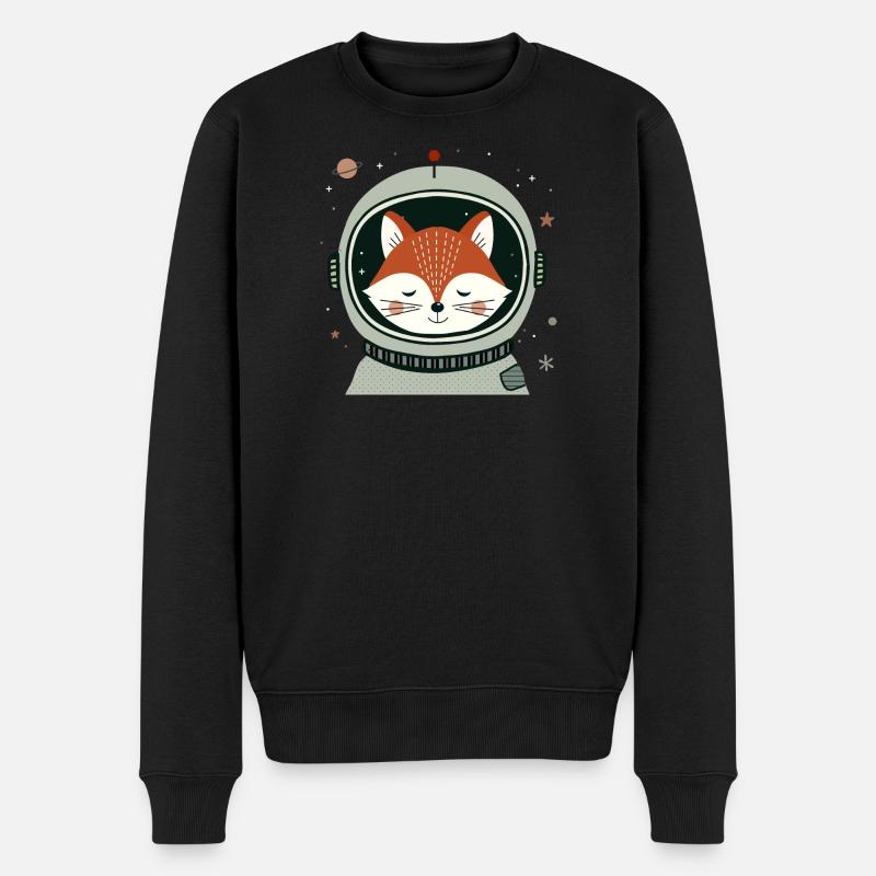Rêver astronaute renard dans l’espace - Pull Premium bio Homme - noir