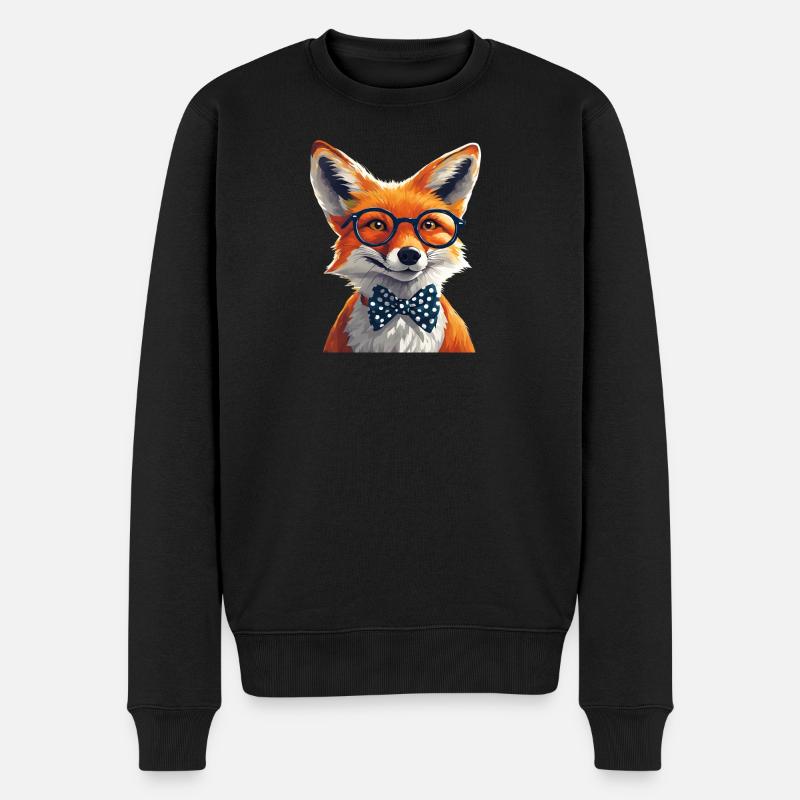 Elegante volpe con occhiali e papillon - Maglione ecologico premium da uomo - nero