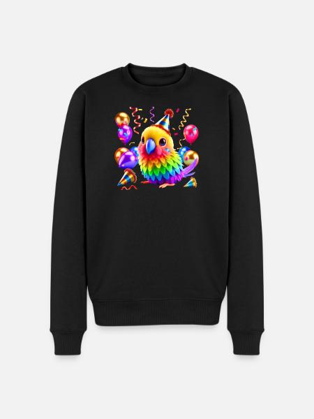 Bunter Party Papagei - Männer Premium Bio Pullover - Schwarz