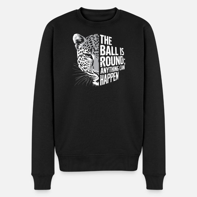Der Ball ist rund, Leopard - Männer Premium Bio Pullover - Schwarz