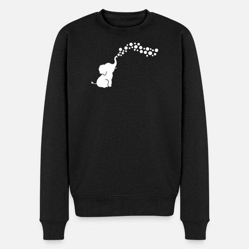 Verspielter Elefant, der Blasen bläst - Männer Premium Bio Pullover - Schwarz