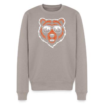 Bär mit City Skyline Sonnenbrille - Männer Premium Bio Pullover - Taupe - Vorne - Nico (187cm)