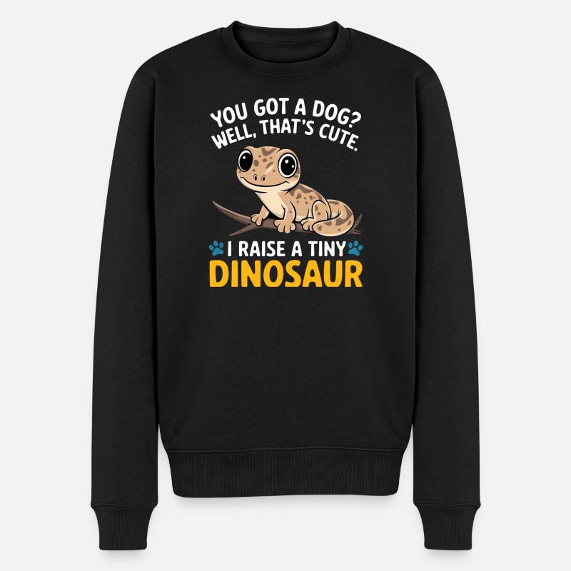 Lustige winzige Dinosaurier-Eidechse - Männer Premium Bio Pullover - Schwarz