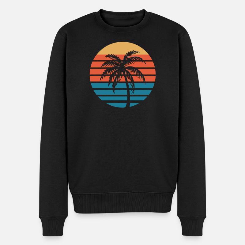 Palm Sunset Retro Kreis - Männer Premium Bio Pullover - Schwarz