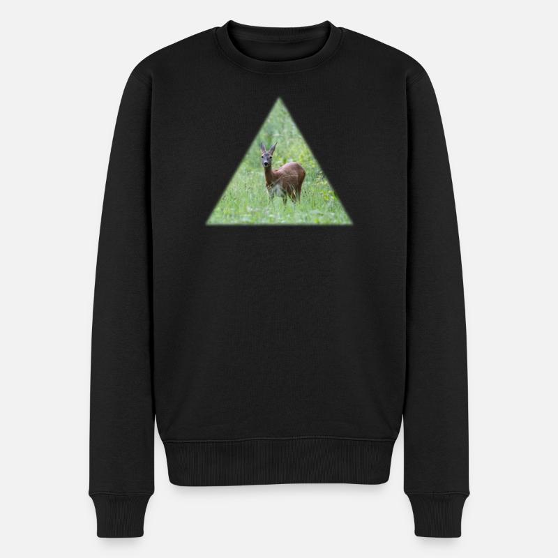 Cerf dans les hautes herbes - Pull Premium bio Homme - noir