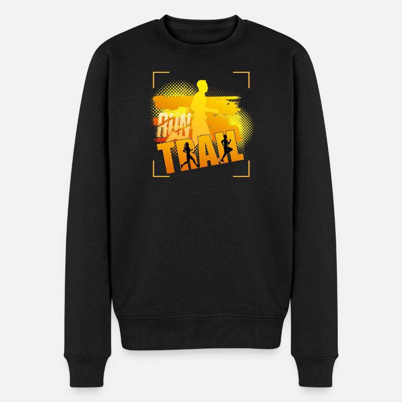 Trail Running - Männer Premium Bio Pullover - Schwarz