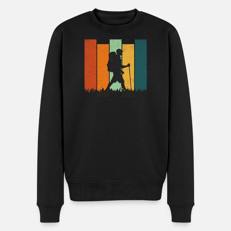 Retro-Wandern - Männer Premium Bio Pullover - Schwarz