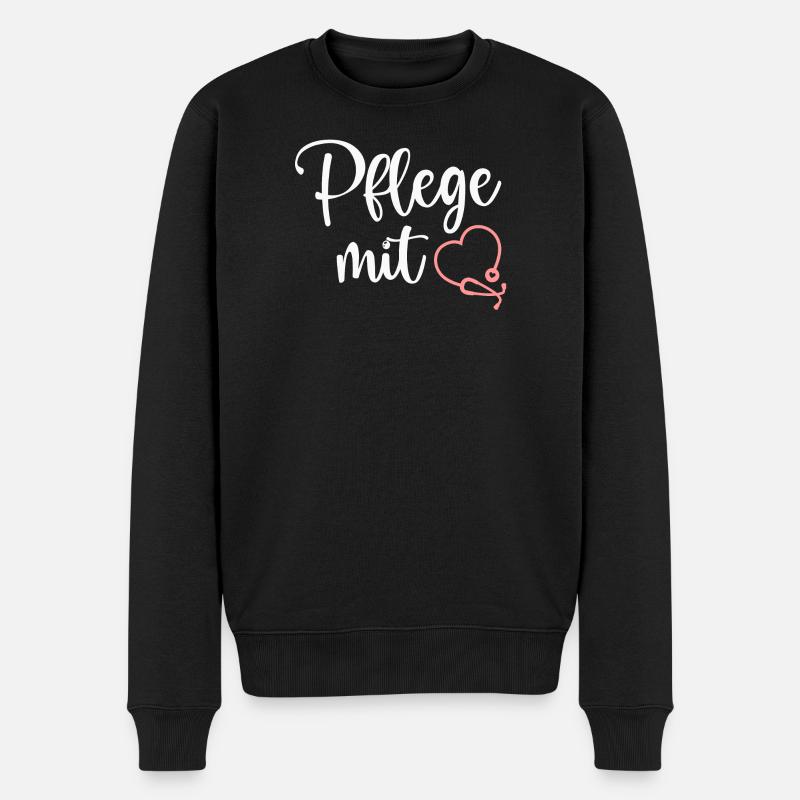 Pflege Krankenschwester - Männer Premium Bio Pullover - Schwarz