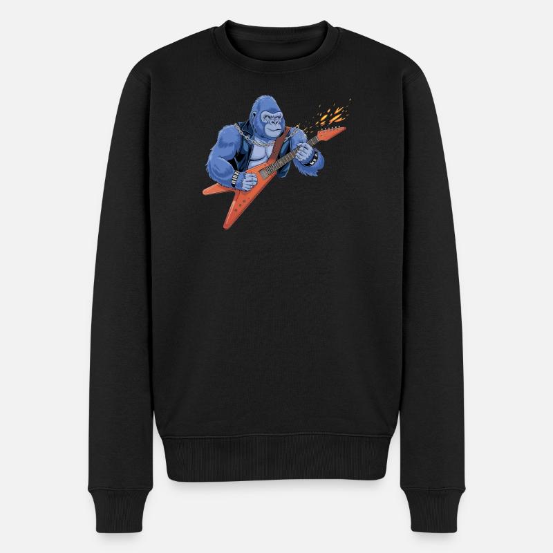 Rockin' Gorilla - Männer Premium Bio Pullover - Schwarz