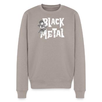 BLACK METAL - Men's Premium Organic Jumper - taupe - Front - Nico (187cm)