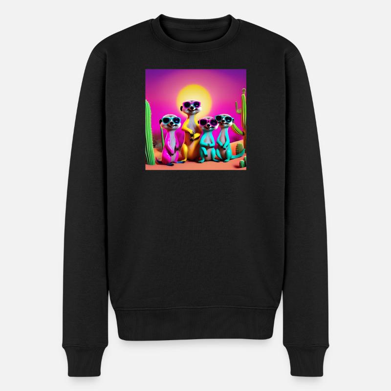 Erdmännchen, Erdmännchenfamilie, Erdmännchen-Humor - Männer Premium Bio Pullover - Schwarz