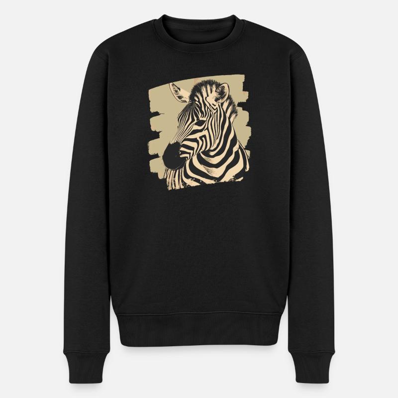 Zebra Retro - Männer Premium Bio Pullover - Schwarz