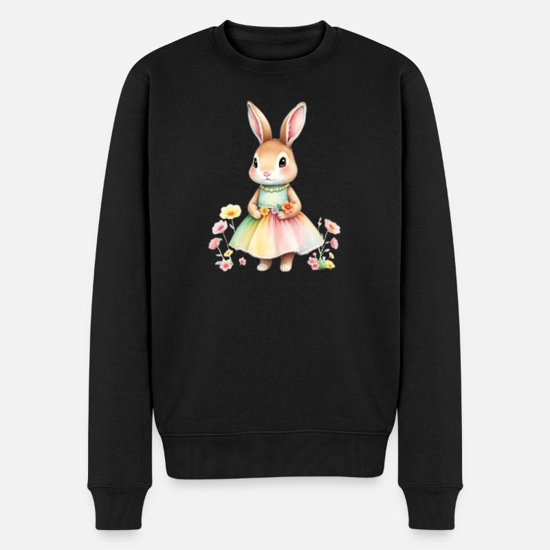Lapin pastel en robe arc-en-ciel - Pull Premium bio Homme - noir