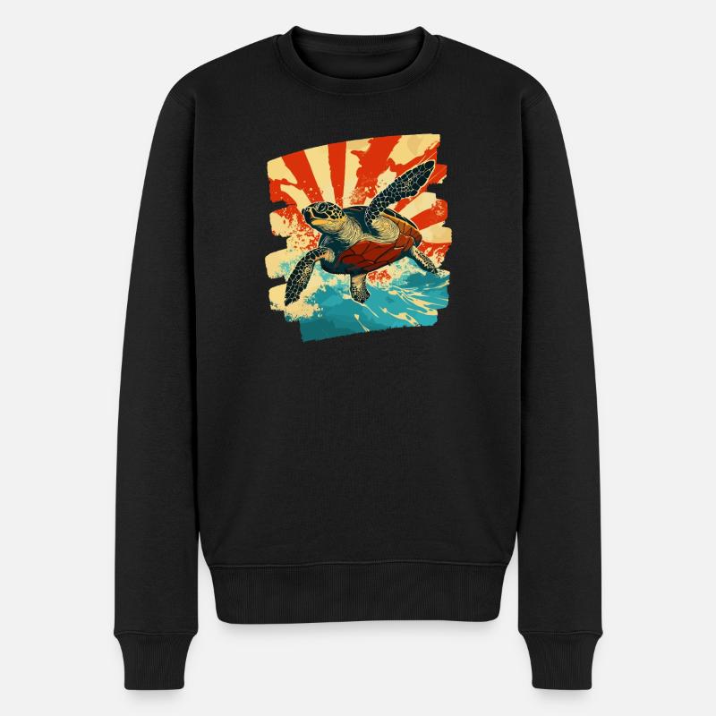 Tortue de mer rétro - Pull Premium bio Homme - noir