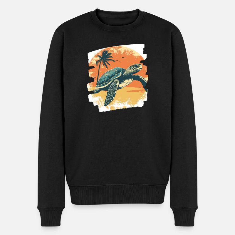 Tortue de mer rétro - Pull Premium bio Homme - noir