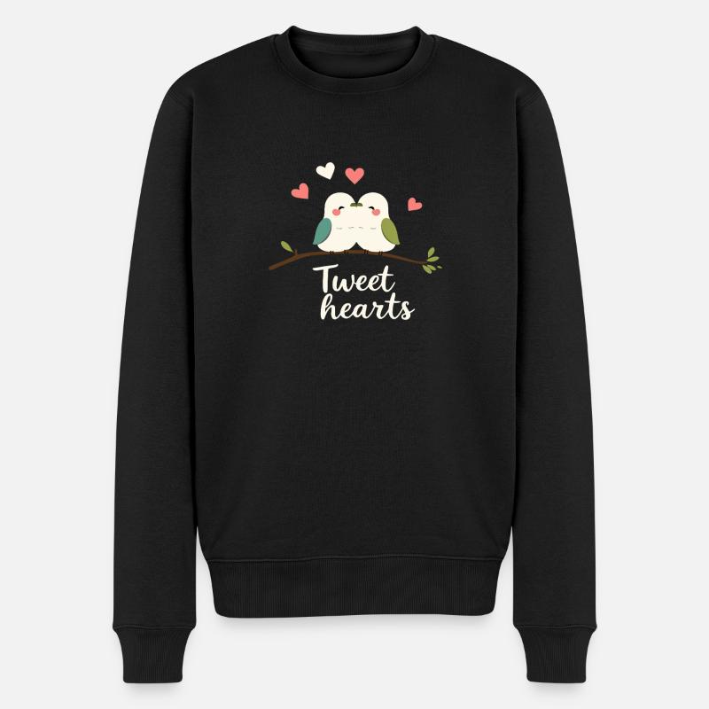 Tweet hearts - Männer Premium Bio Pullover - Schwarz
