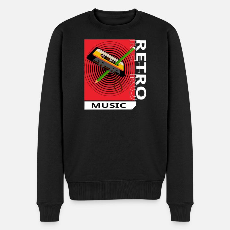 Retro music - Pull Premium bio Homme - noir