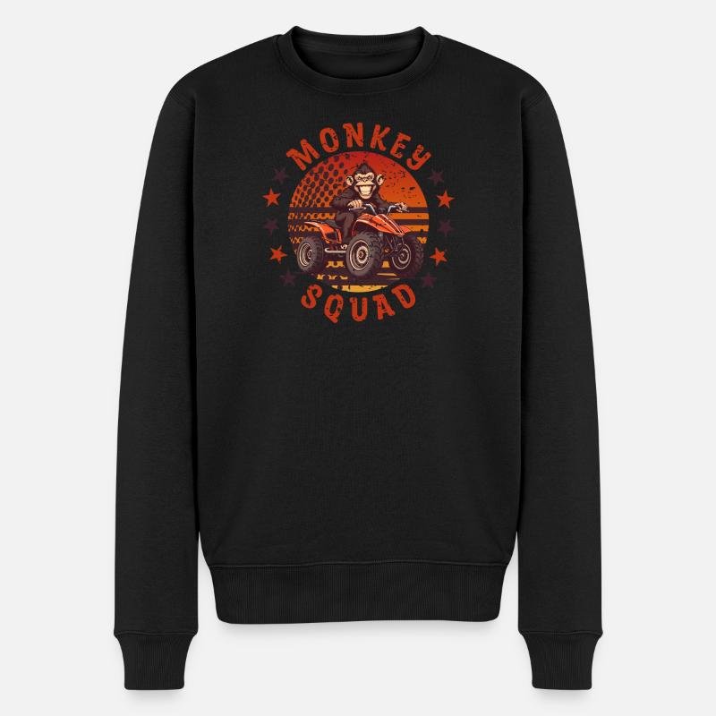 Affen Quad Truppe - Männer Premium Bio Pullover - Schwarz