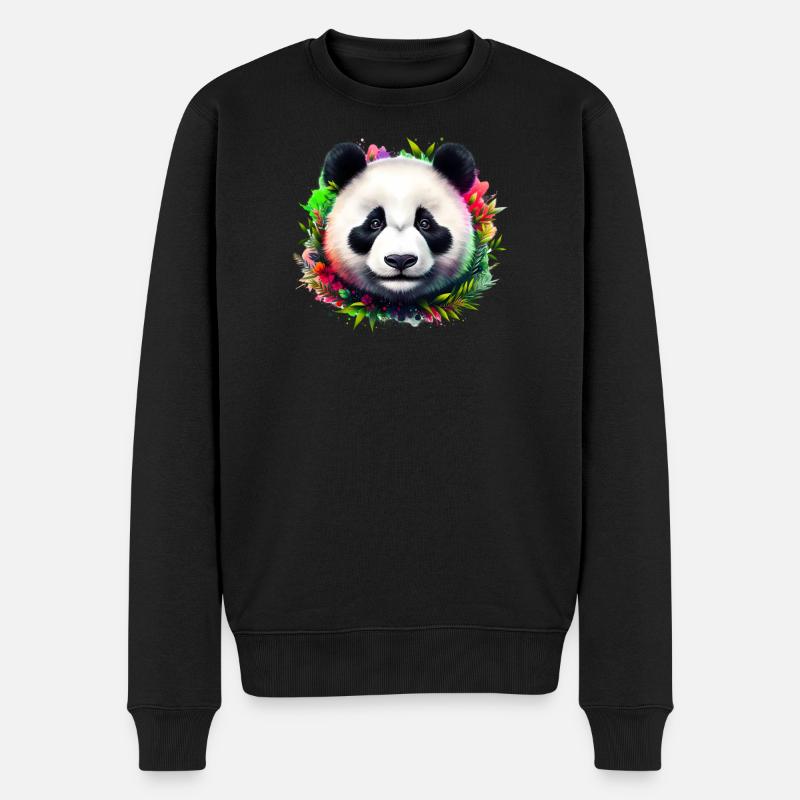 Panda - Männer Premium Bio Pullover - Schwarz