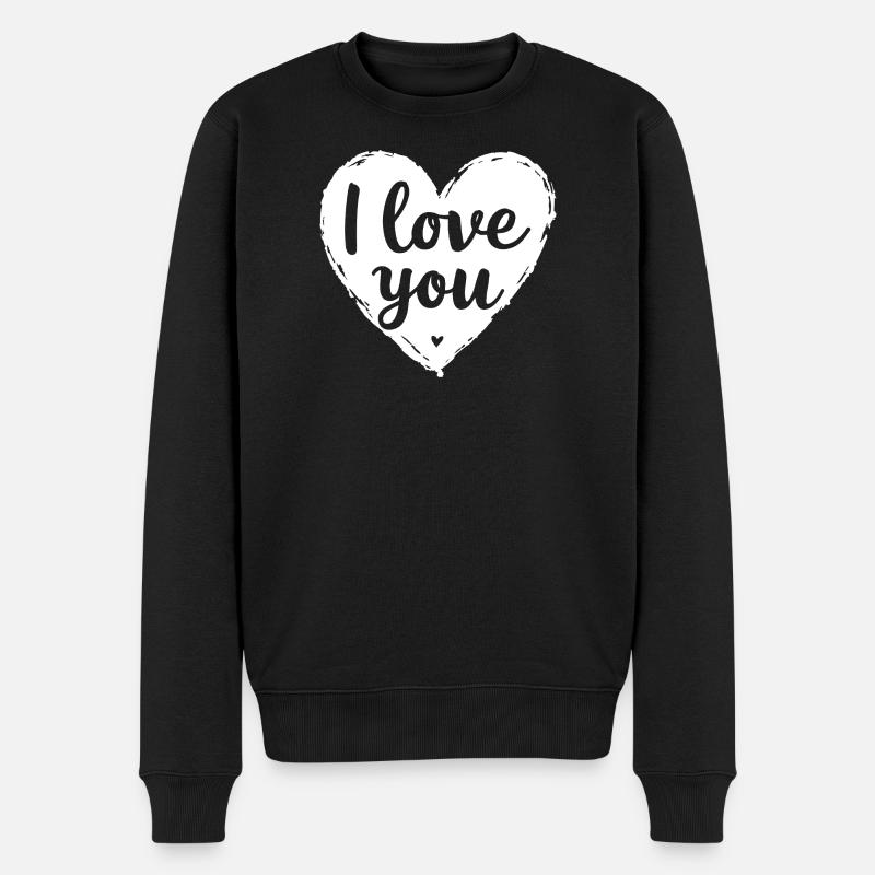 Ich liebe dich, Weiß - Männer Premium Bio Pullover - Schwarz