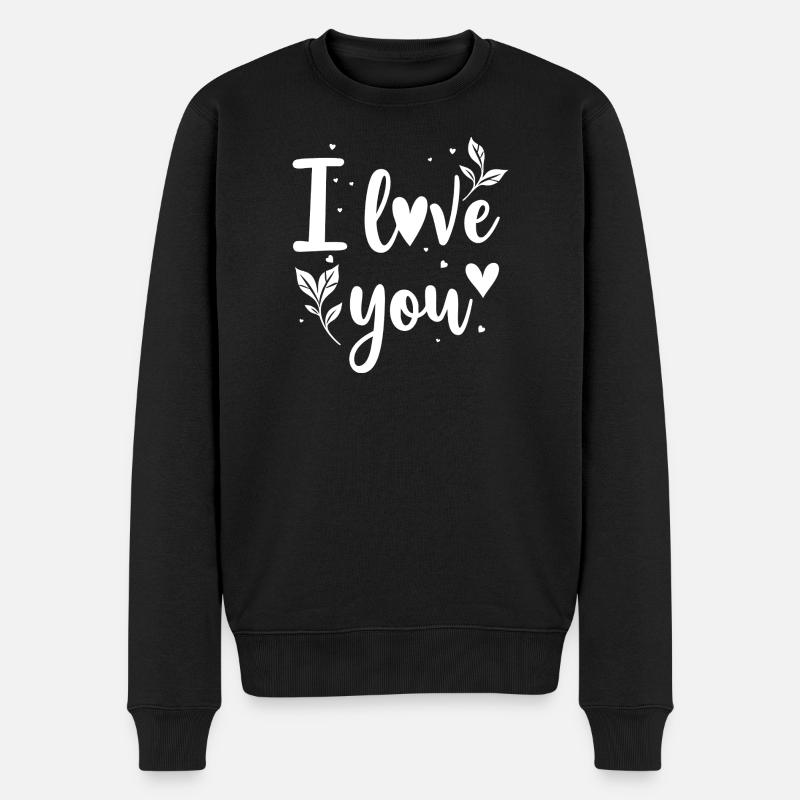 Je t’aime, blanc - Pull Premium bio Homme - noir