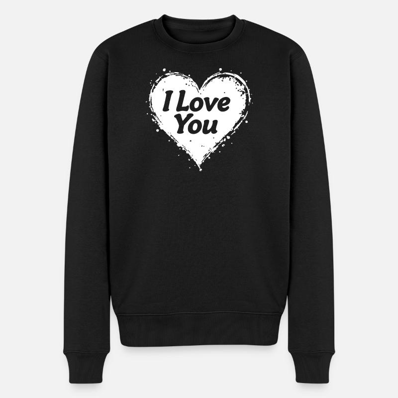Je t’aime, blanc - Pull Premium bio Homme - noir