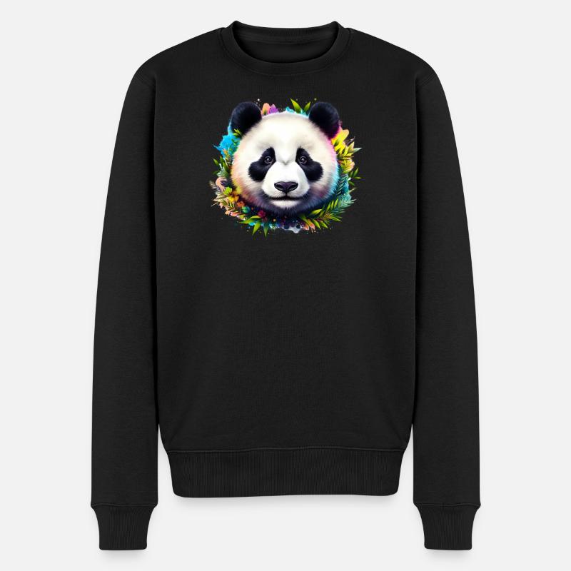 Panda - Männer Premium Bio Pullover - Schwarz