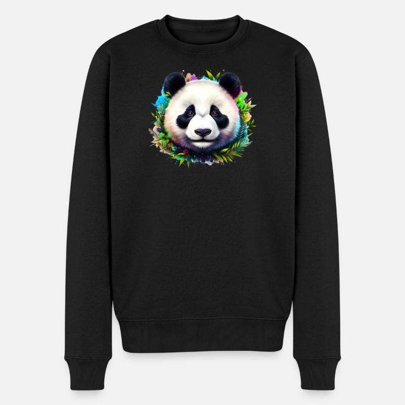 Panda - Männer Premium Bio Pullover - Schwarz