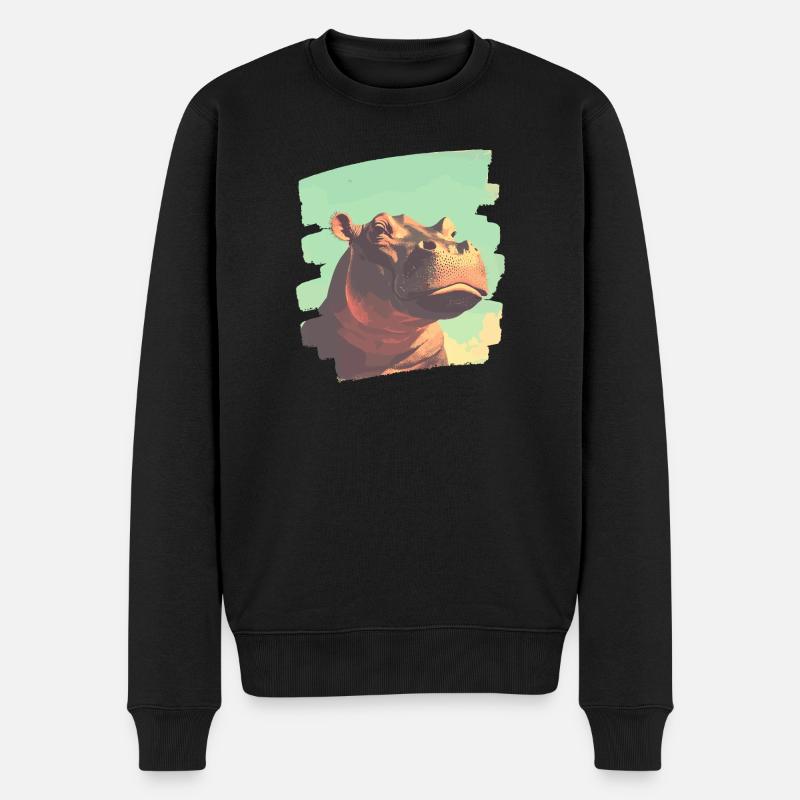 Hippopotame Rétro - Pull Premium bio Homme - noir