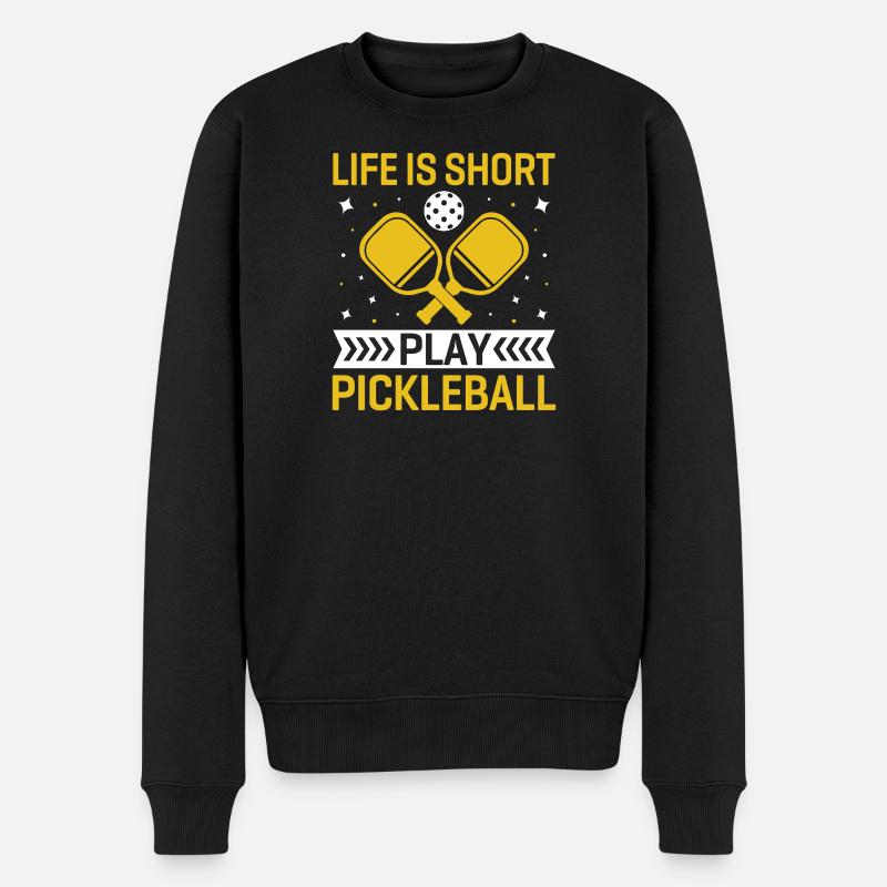 Das Leben ist kurz, spielen Sie Pickleball - Männer Premium Bio Pullover - Schwarz