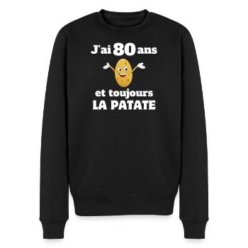 80 ans, anniversaire 80 ans, j'ai 80 ans - Pull Premium bio Homme - noir - Devant - Nico (187cm)