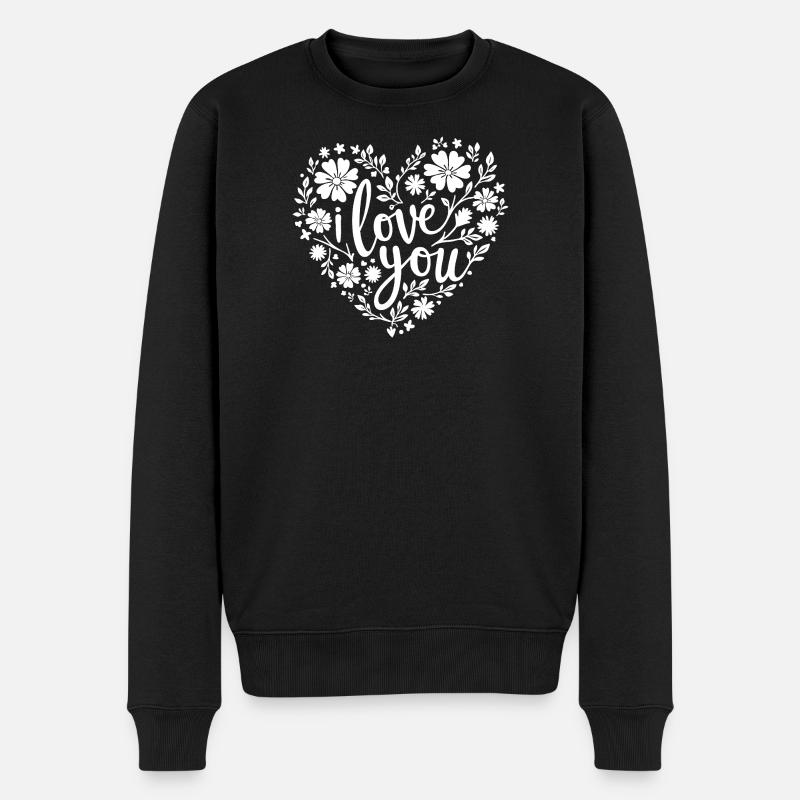 Je t’aime, blanc - Pull Premium bio Homme - noir