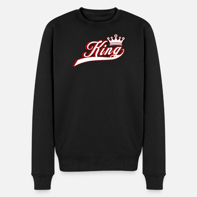 Königin Paar Krone - Männer Premium Bio Pullover - Schwarz