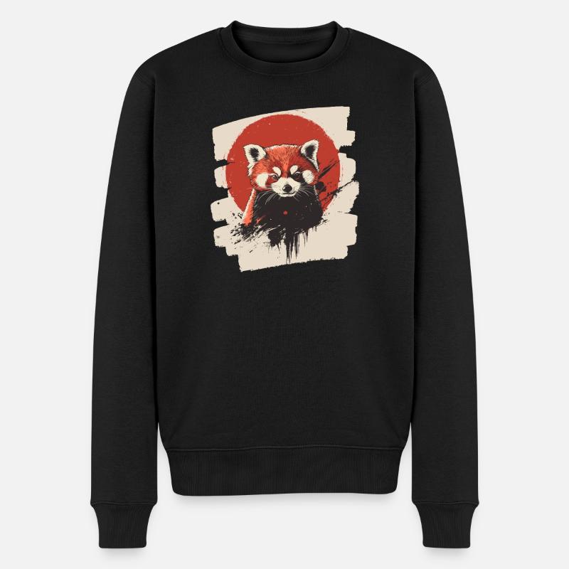 Panda roux rétro - Pull Premium bio Homme - noir