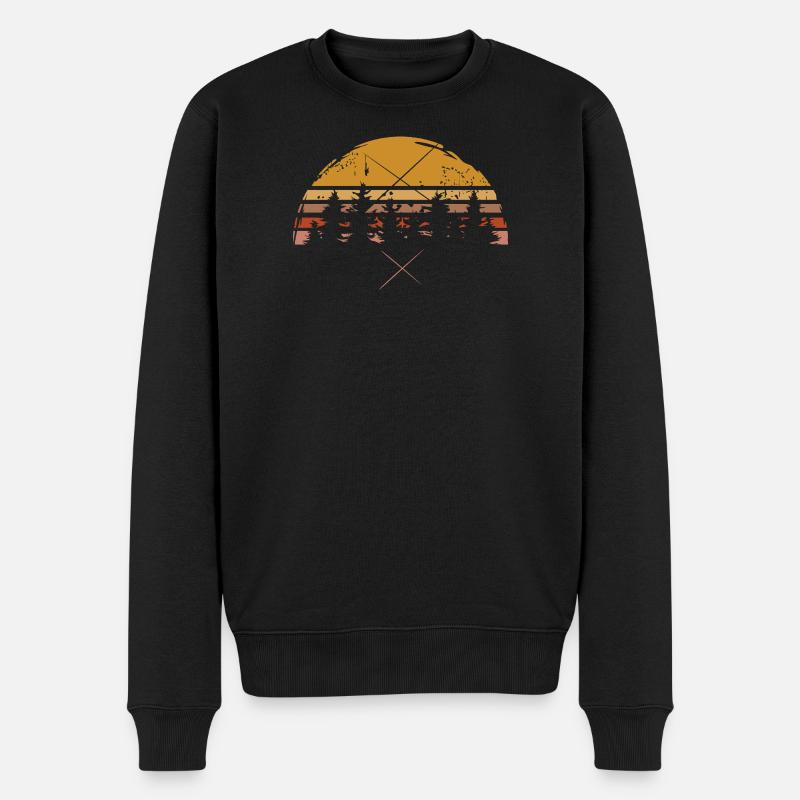 Retro Wald Design – Vintage Natur & Abenteuer - Männer Premium Bio Pullover - Schwarz