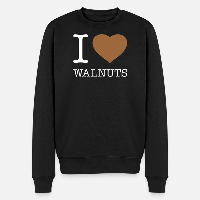 I LOVE WALNUTS - Männer Premium Bio Pullover - Schwarz