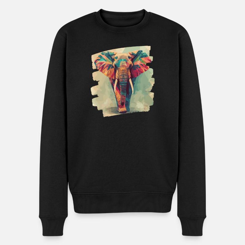 Elefant - Männer Premium Bio Pullover - Schwarz