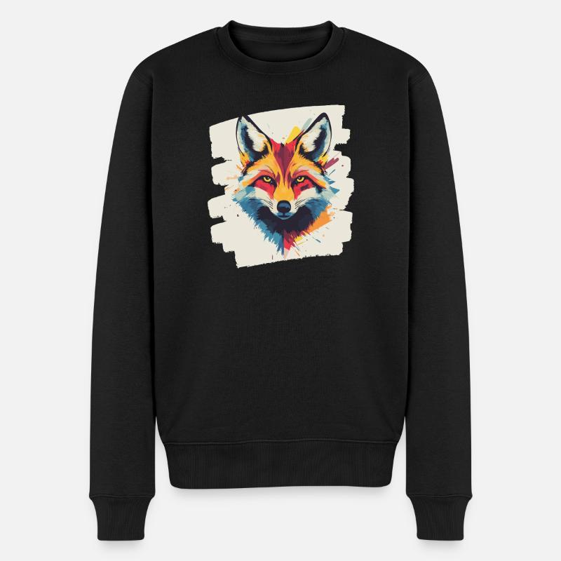 Fuchs - Männer Premium Bio Pullover - Schwarz