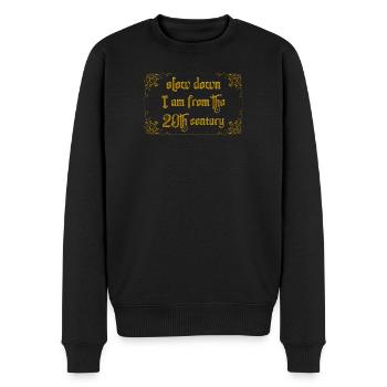 slow down - Männer Premium Bio Pullover - Schwarz - Vorne - Nico (187cm)