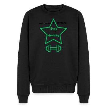 Stay clean - Männer Premium Bio Pullover - Schwarz - Vorne - Nico (187cm)