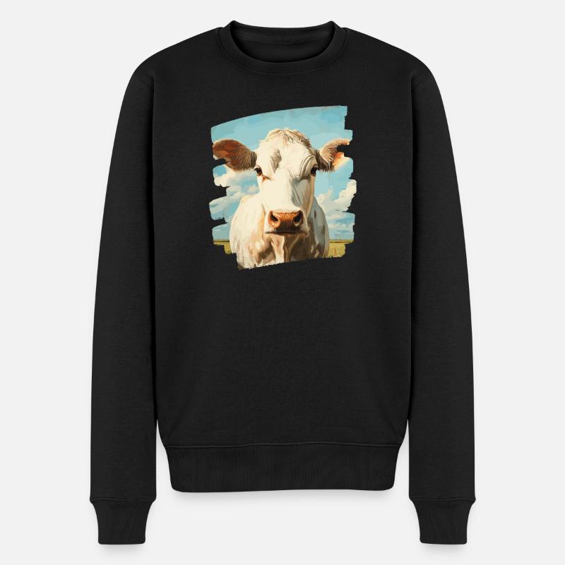 Kuh Bauer - Männer Premium Bio Pullover - Schwarz