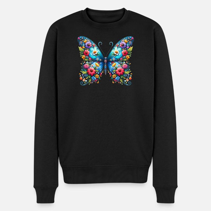 Schmetterling - Männer Premium Bio Pullover - Schwarz